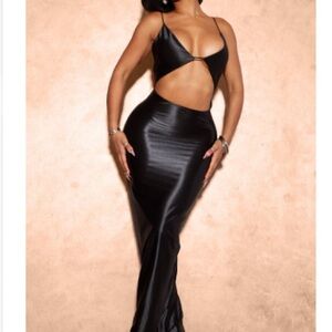 Black Spaghetti Strap Cut Out Maxi Dress